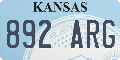 KS license plate 892ARG