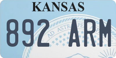 KS license plate 892ARM