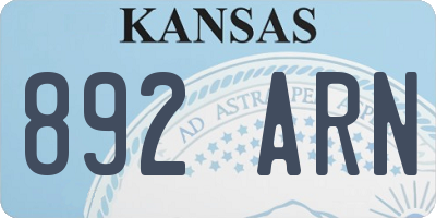 KS license plate 892ARN