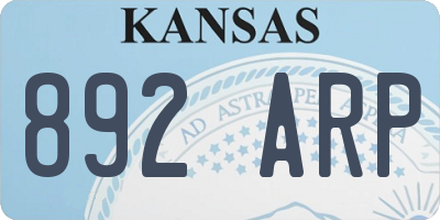 KS license plate 892ARP