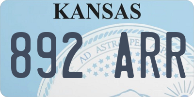 KS license plate 892ARR