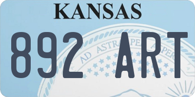 KS license plate 892ART