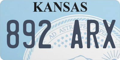 KS license plate 892ARX
