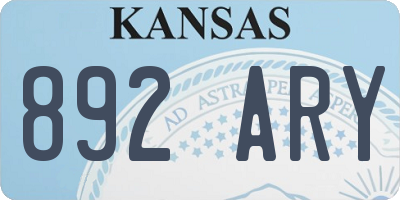 KS license plate 892ARY