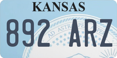 KS license plate 892ARZ