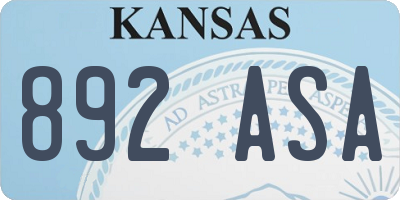 KS license plate 892ASA