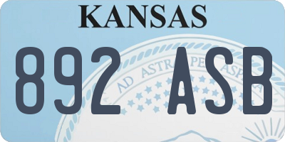 KS license plate 892ASB