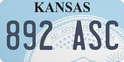 KS license plate 892ASC