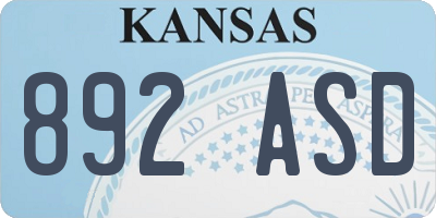 KS license plate 892ASD