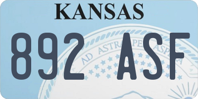 KS license plate 892ASF