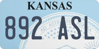 KS license plate 892ASL