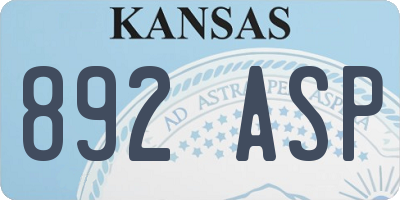 KS license plate 892ASP