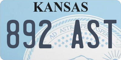 KS license plate 892AST