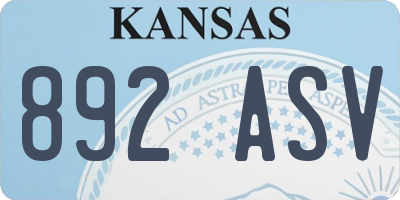 KS license plate 892ASV
