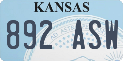 KS license plate 892ASW