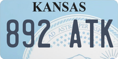 KS license plate 892ATK