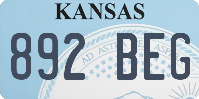 KS license plate 892BEG