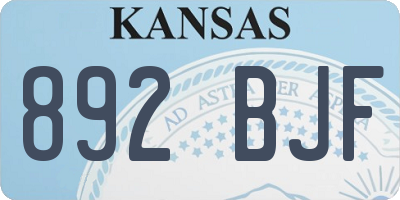 KS license plate 892BJF