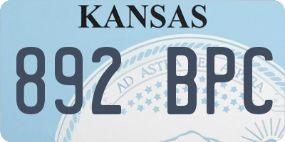 KS license plate 892BPC