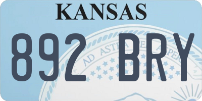 KS license plate 892BRY