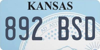 KS license plate 892BSD