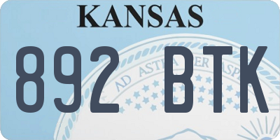 KS license plate 892BTK