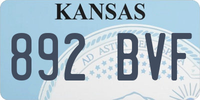KS license plate 892BVF