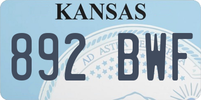 KS license plate 892BWF