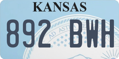 KS license plate 892BWH