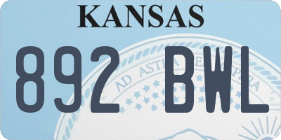 KS license plate 892BWL