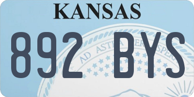 KS license plate 892BYS