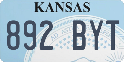 KS license plate 892BYT