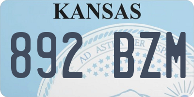 KS license plate 892BZM