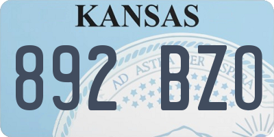 KS license plate 892BZO