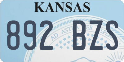 KS license plate 892BZS