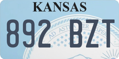 KS license plate 892BZT