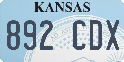 KS license plate 892CDX