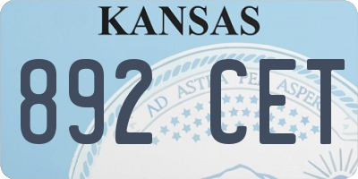 KS license plate 892CET