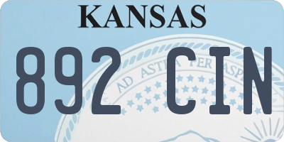 KS license plate 892CIN