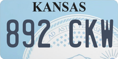KS license plate 892CKW
