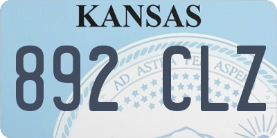 KS license plate 892CLZ
