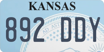KS license plate 892DDY