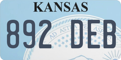 KS license plate 892DEB