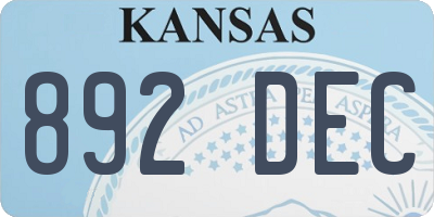 KS license plate 892DEC