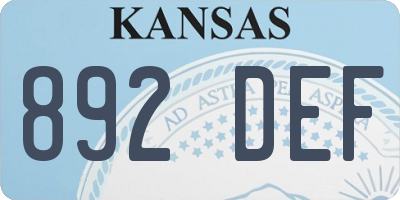 KS license plate 892DEF