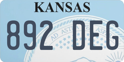 KS license plate 892DEG