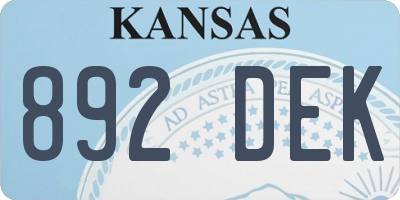 KS license plate 892DEK
