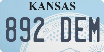 KS license plate 892DEM