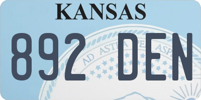 KS license plate 892DEN