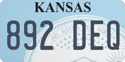 KS license plate 892DEQ